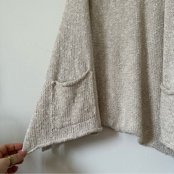 Eskandar Cotton Linen Blend Rolled Open Front Sweater Vest One Size - Picture 5 of 9